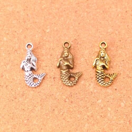 18pcs Mermaid Charms Metal Pendants for Bracelet and Necklace Jewelry DIY Handmade 22*12mm