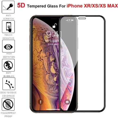 2Pcs For iPhone XR Explosion-Proof Screen Protector 5D Full Cover Tempered Glass For iPhone XS Max Anti-Scratch Protective Film