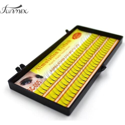 2017 FUNMIX Natural C Curl Black Individual False Eyelashes 3d Silk Eyelash Extension Design thick 3 Flares ali moda hair