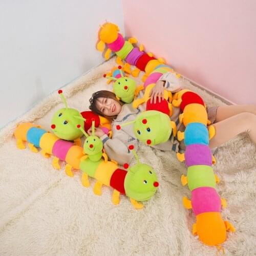 50/60/80CM Colorful Long Cognitive Plush Worm Stuffed Doll Toys Soft Worm Cushion Educational Gift for Birthday Kids