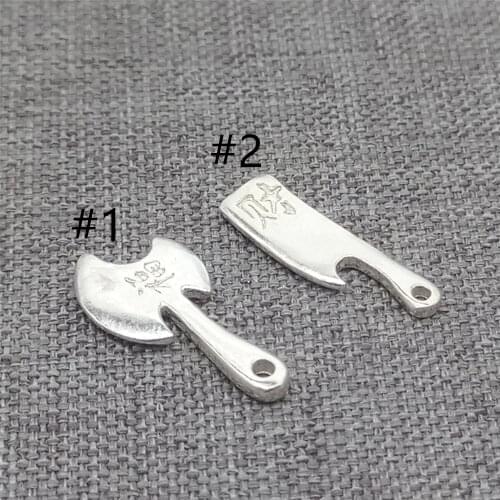 8pcs of 925 Sterling Silver Ax Cleaver Charms Chinese Good Fortune Ward Off Evil