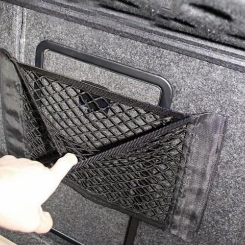 Car Organizer Auto Seat Back Storage Mesh Bag Net Magic Sticking Holder Pocket Trunk Organizer Back Rear Storage Bag