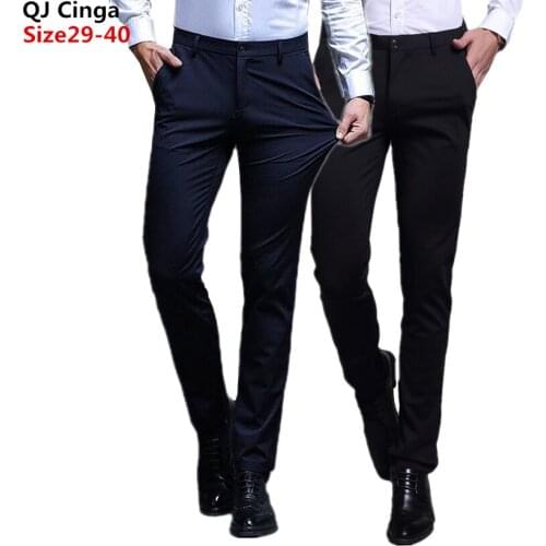 Spring Autumn New Black Navy Blue Suit Pants Mens Business Wedding Trousers Big Size 29-38 40 Fashion Brand Pantalones Hombre