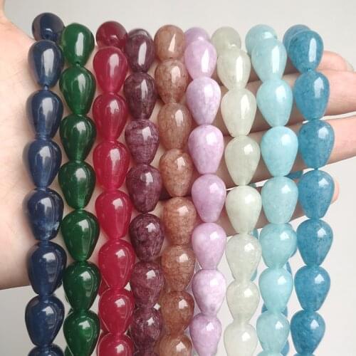 Natural Stone Beads Jades Angelite Amazonite Waterdrop Shape Loose Beads for Jewelry Making DIY Bracelet Accessories 15