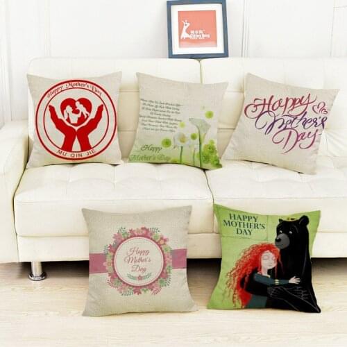 Happy Mothers Day Blessing Letters Pattern Throw Pillow Case Home Sofa Decorative Cushion Cover To Moms Holiday Gifts 45x45cm