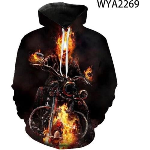 Black Skull Style Sweatshirt 3D Print Movie Ghost Rider Pullover Punk Rock man hoodies Casual Comfort Hoodie harajuku Jacket 5xl