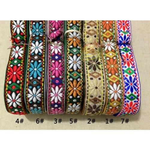 7Design style 2.3cmx10yard national wind embroidery ribbon polyester woven jacquard ribbon trim DIY handmade accessories flower