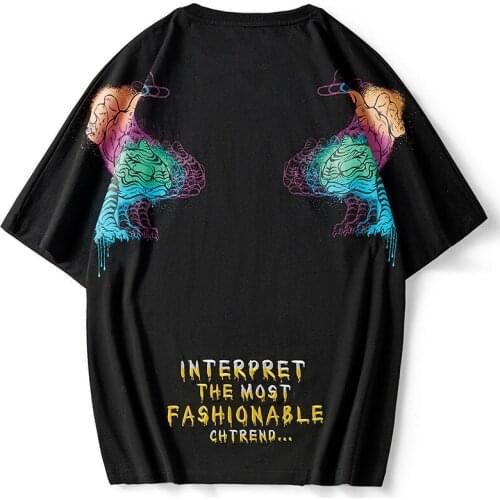 2020 New Arrival Sale Top Fashion Novelty O-neck T Shirt Brand Clothing Summer Tiger Print Embroidered Short Sleeve T-shirt