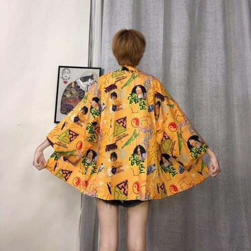 Yellow robe Traditional japanese kimonos cardigan kimono women summer japanese kimono yukata japanese kimono traditional robe