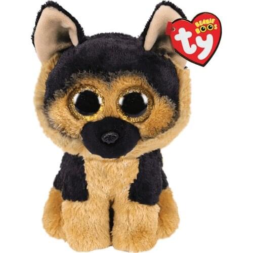 New 15 CM Ty Beanie Cute Big Eyes German Shepherd Plush Puppy Toy Soft Simulation Stuffed Dog Doll Boys and Girls Birthday Gift