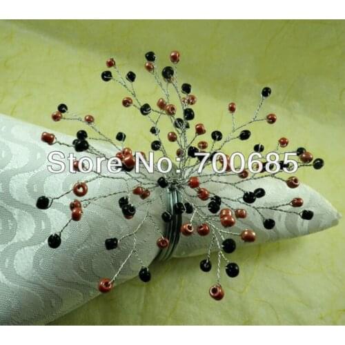 Pearl napkin rings beades flower,acrylic napkin holder wholesale