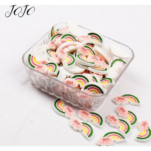 JOJO BOWS 10pcs Cute Resin Rainbow Flat Back Cabochon Patches Craft Decoration Embellishment Apparel Sewing Material DIY Hairbow