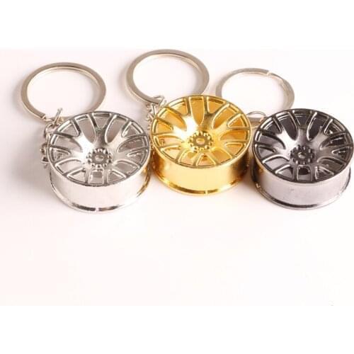 Cool Luxury Metal Creative Keychain Wheel Rim Model Car Personality Keyring Auto Wheel Hub Key Chains 3 Color Key Rings