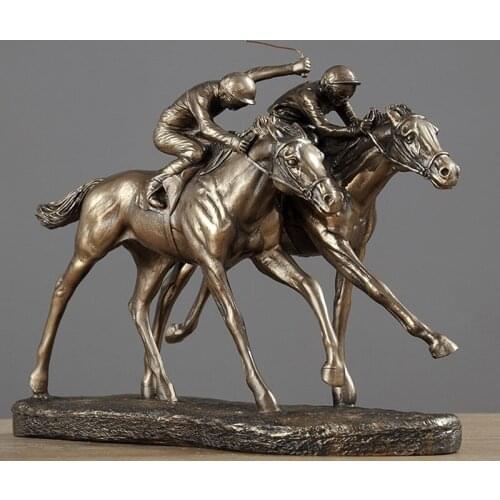 CREATIVE HORSE RACING STATUE DECOR COLD CAST COPPER ANIMAL FIGURINE ART RESIN CRAFTS HOME DECORATION ACCESSORIES R1409 ABSTRACT