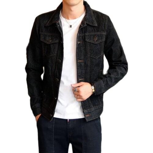 New Fashion Denim Jacket Mens Single Breasted Denim Jacket Mens Stand Collar Bomber Jacket and Coat Large Size M-4XL