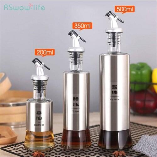 2019 Bestseller New Products Stainless Steel Oil Can Soy Sauce Bottle Glass Cruet For Home Kitchen Supplies