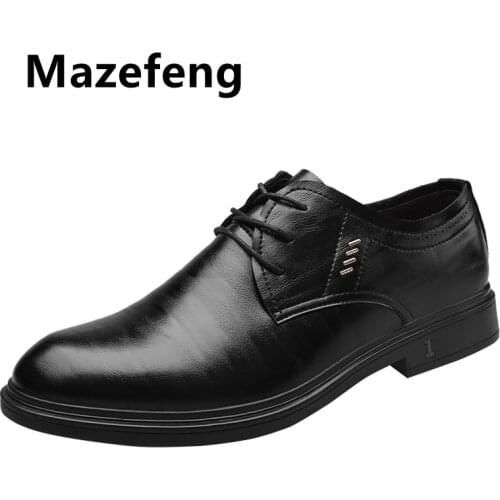 Mazefeng Brand Italian Mens Leather Shoes Luxury Dress Shoes Men High Quality Office Loafers Man Casual Wedding Shoes Business