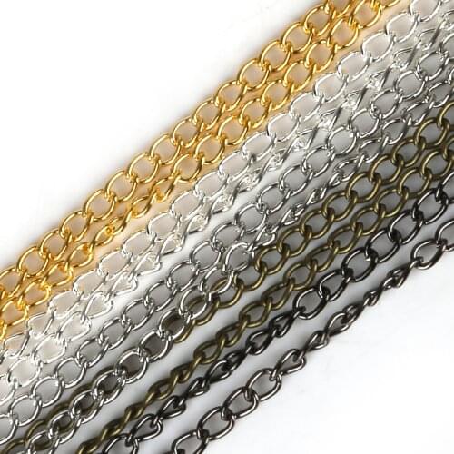 5m 4x3mm Plated Gold Open Link Iron Metal Necklace Chains Jewelry Findings For Jewelry Making Necklace Bracelet Chains DIY