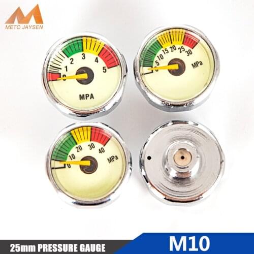 25mm M10x1 1 Inch High Pressure Gauge Air Mini Manometre PCP Paintball Pump Scuba Diving Valve Gauge 5mpa 30mpa 40mpa