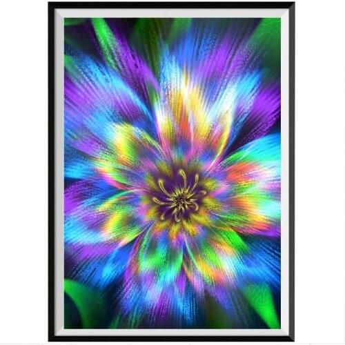 Abstract Flower Printed Fabric 11CT Cross Stitch DIY Embroidery Complete Kit DMC Threads Handmade Painting Craft Different
