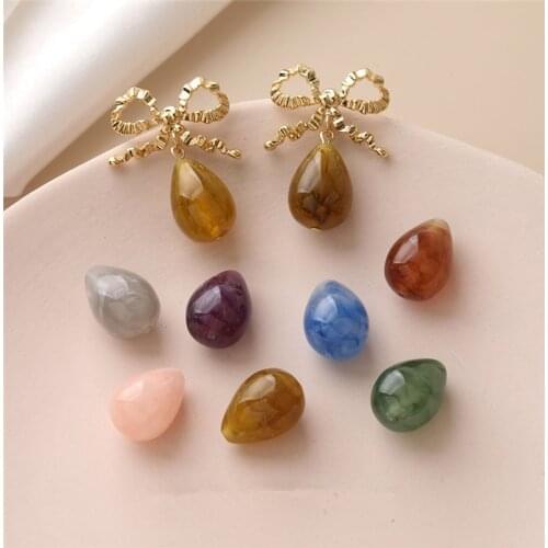 New style 50pcs/lot color print geometry water drop oil shape resin Straight hole beads diy jewelry earring/garment accessory