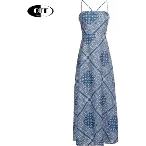 Holiday Beach Boho Vintage Printed Maxi Dresses For Women Cross Backless Sexy Retro Casual Long Dress Party Lady Clothes Vestido