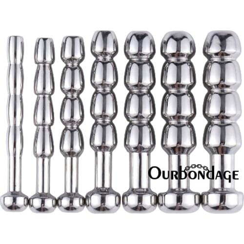Ourbondage 7 Size Gourd-Shape Stainless Steel Penis Plug Urethral Sounds Stretching Chastity Dilators Catheters SexToy For Men