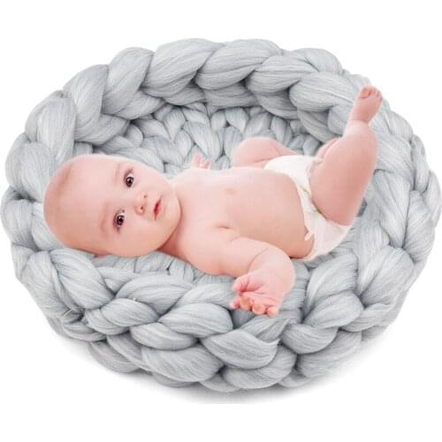 Newborn Photogragh Props Background Baby Photogragh Mat Soft touch Hand Woven Blanket DIY Knit Rugs for Infants Toddler 4 Color