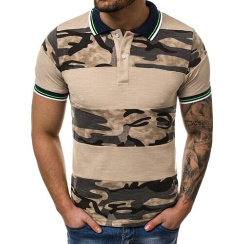 Polo Shirt Men Fashion Breathable Camouflage Short Sleeve Polo Shirts Men Casual Slim Turn Down Collar Male Polos Tops