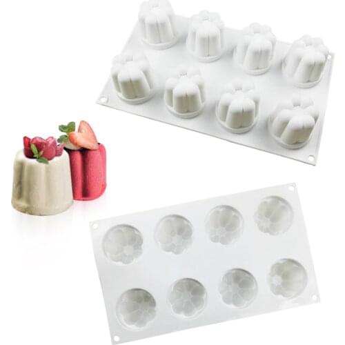 8 Cavity Flowers Silicone Cake Mold For Baking Dessert Mousse Mould Chocolate Jelly Pudding Pastries Mouler Cake Tools