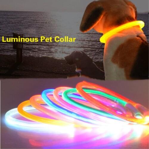 USB Luminous Pet Dog Light Collar Rechargeable Pet Collar Dog Necklace Safety Night Light Collar Cat Puppy Dog Accessories