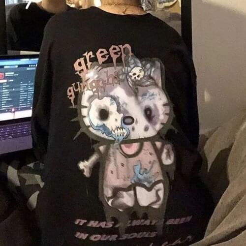 Skeleton Gothic Tops Emo Anime T-Shirt Oversized Streetwear Harajuku Fairy Grunge Graphic Tee Helloween Egirl Alt Clothes 2021