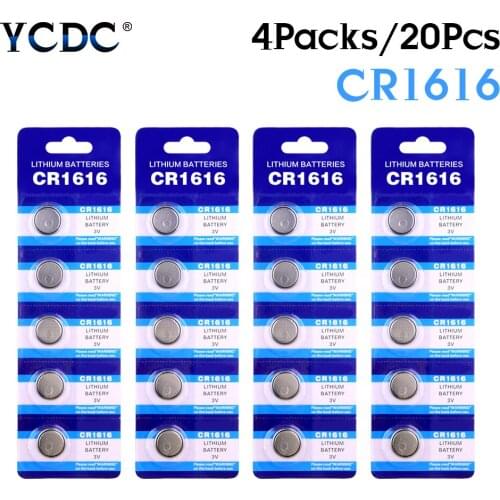 YCDC 20X 3V BR1616 ECR1616 5021LC CR1616 Watch Button Coin Cell Lithium Battery for Remote Control Toy Disposable Batteries