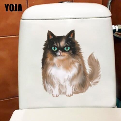 YOJA 21.2×23.3CM Creative Cartoon Pet Cat Kids Room Decoration Toilet Sticker WC Accessories T1-2479