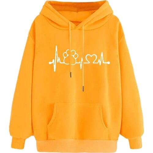 2021 Autumn Hoodies Women Casual O-neck Love Printed Loose Sweatshirts Tunic V Blouse Tops Pullover Sweatshirt Hoody Bluzy