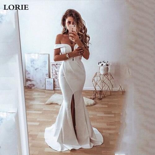 LORIE Boho Mermaid Wedding Dress Front split Off The Shoulder Sexy Bridal Gown V Neck Wedding Bride Gowns Vestidos de novia