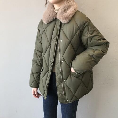 Winter Warm Jacket Coat Casaco Feminino Cotton Coat Streetwear Women Winter Coat Long Sleeve Furry Collar Women Short
