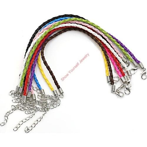 10pcs/lot Chain Leather Bracelet Necklace Lobster Claps fit European Jewelry Making DIY Handmade Adjustable