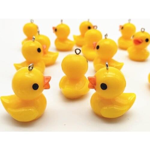 10pcs Cute Yellow Duck Resin Earring Charms Diy Findings Kawaii 3D Phone Keychain Bracelets Pendant For Jewelry Making