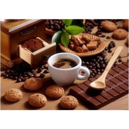 2018 new arrive 5D Diamond Painting Cross Stitch Full Round Diamonds Embroidery Kits Coffee and biscuits Mosaic Home Decoration