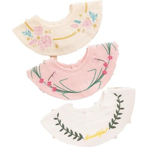 3Pcs Set Cotton Bibs Waterproof Saliva Towel Rotable Adjustable Embroidery Fashion Versatile Bib Children Care Accessories