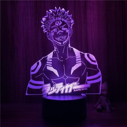 3D Nightlight Anime Jujutsu Kaisen Ryomen Sukuna Evil Body Action Figure 7 Colors Touch Optical Illusion Table Lamp Gift Decor