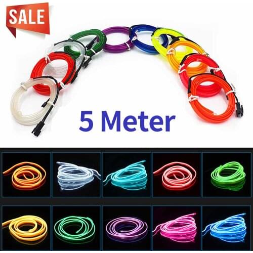 5m Car Interior Accessories Atmosphere Lamp EL Cold Light Strip With USB DIY Decorative Dashboard Console Auto LED Ambient Light