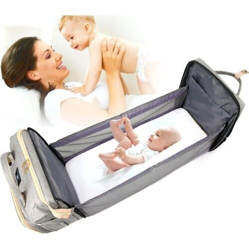 6-Color Diaper Bag Backpack Cradle Folding Crib Multi-Functional Large-Capacity Multi-Pocket Mummy Diaper Parenting Backpack