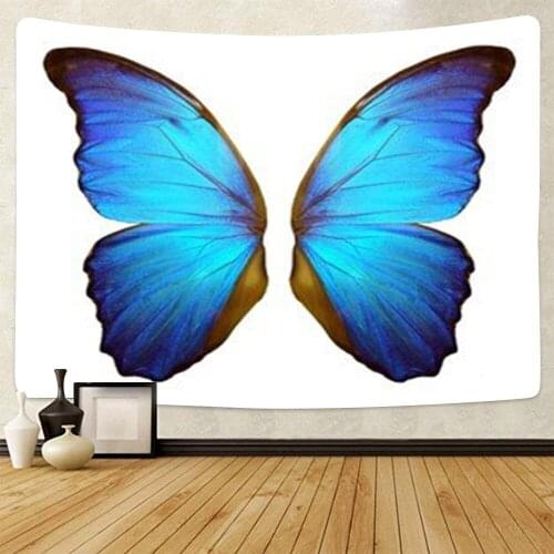 Watercolor Blue Butterfly Tapestry Aesthetic Cute Simple Unique Modern Art Wall Hanging Bedroom Living Room Dorm Decor Fabric