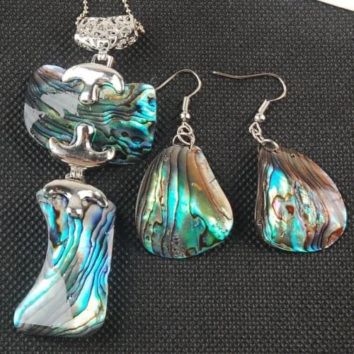 Free Shipping Women Fashion Jewelry New Fashion Zealand Abalone Shell Wommen Men Art Pendant Earring Set C3459