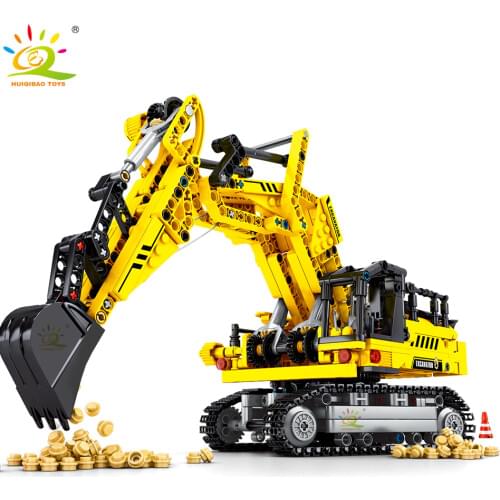 HUIQIBAO 841pcs Crawler Excavator Building Blocks Technical City Engineering Construction Bricks Toys For Children Boy Gift