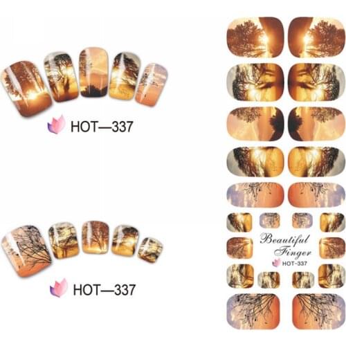 UPRETTEGO NAIL ART BEAUTY WATER DECAL SLIDER NAIL STICKER FULL COVER FALLING SUN MORNING SEASONS VIEW HOT337-342