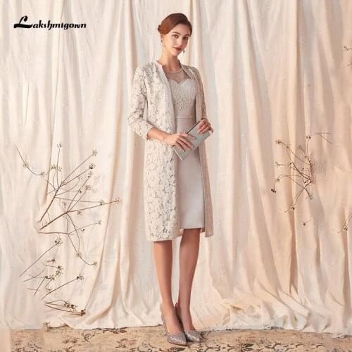 Lakshmigown Lace Knee Length Mother of the Bride Dresses Gowns Suit with Jacket Plus Size Graduation Formal Prom Custom Made