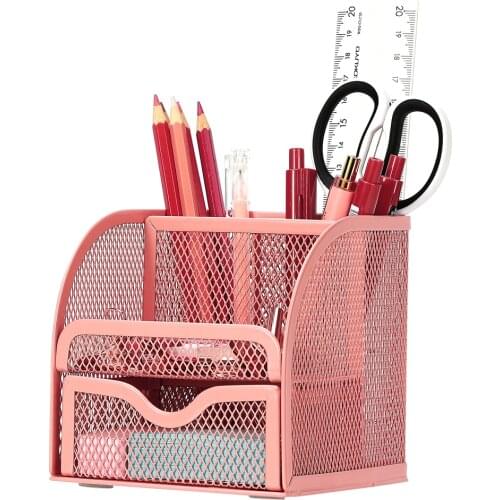 Khinsun Metal Penalty Organizer Mesh Desk Organizer Pen Holder Storage Box School Office Accessories Stationery Organize